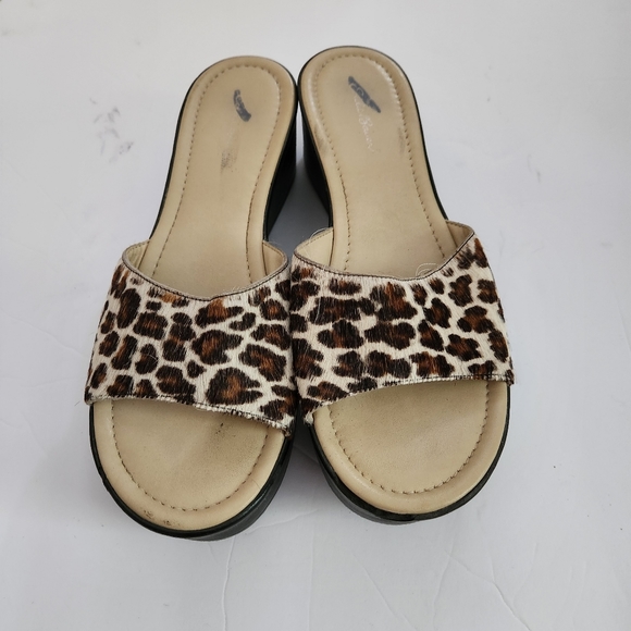 Eddie Bauer Slide Wedge Animal Print Pony Hair shoe Size 9M #1064 - Picture 7 of 12